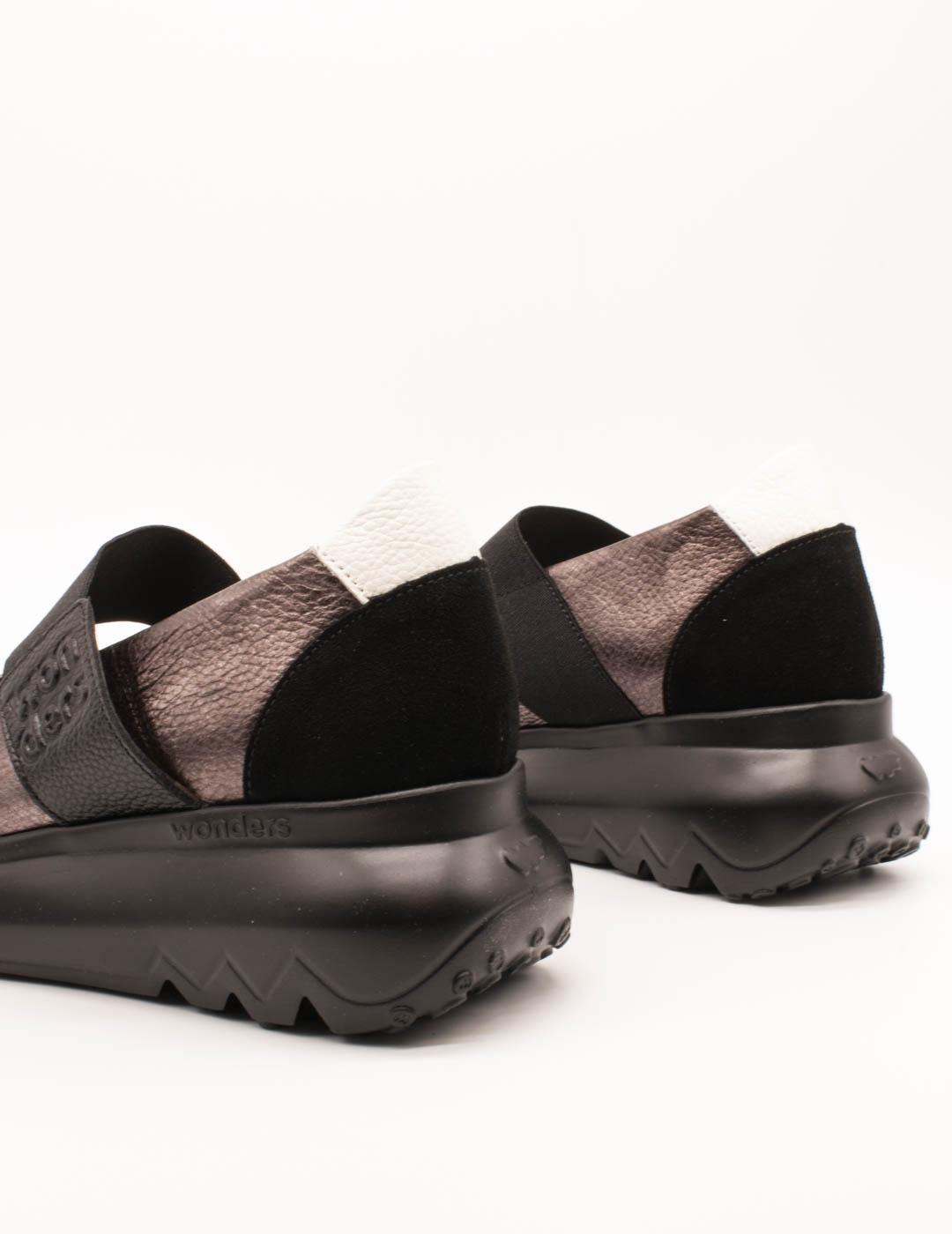 Zapato Wonders A-4011 Combi Negro de Mujer