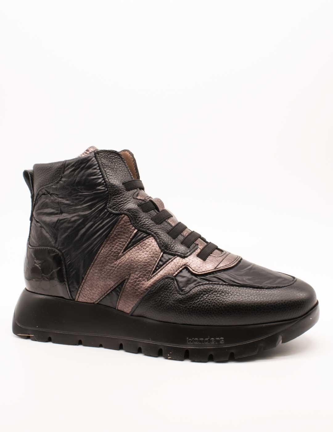 Deportivo Wonders A-2493 Combi Negro-Plomo de Mujer