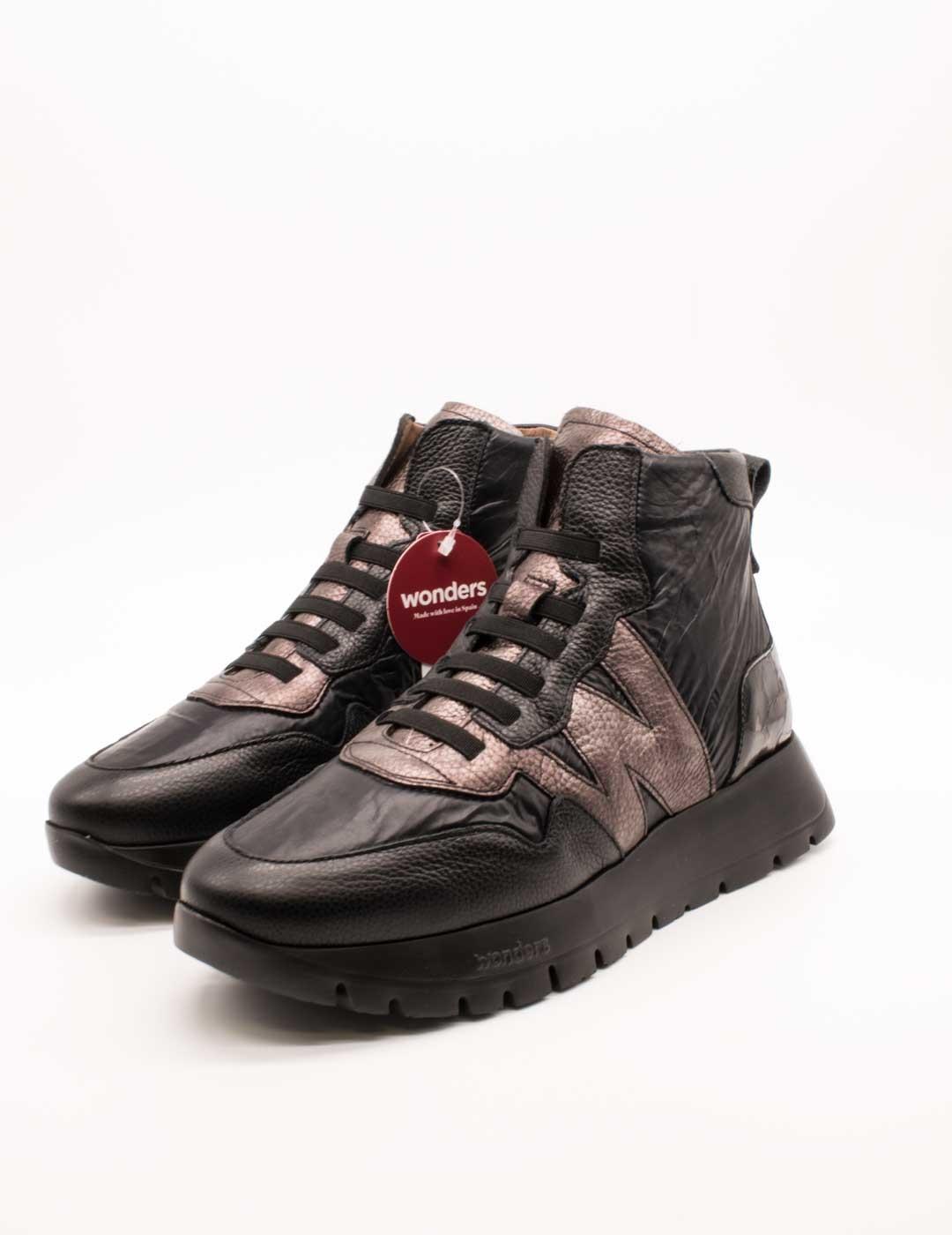 Deportivo Wonders A-2493 Combi Negro-Plomo de Mujer