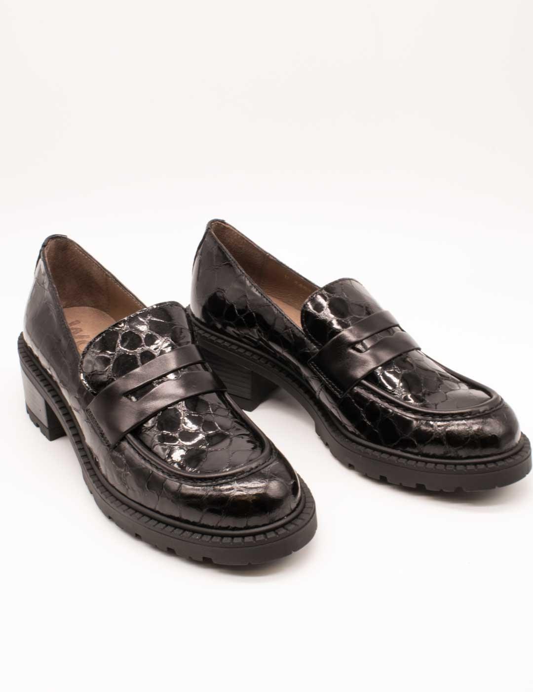 Zapato Wonders D-1401 Tartaruga Oregon Negro de Mujer