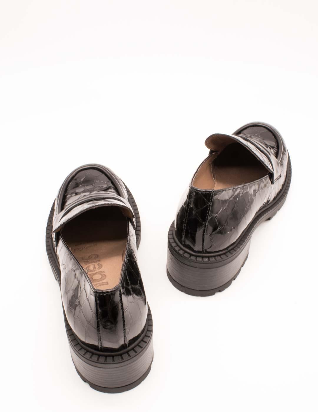 Zapato Wonders D-1401 Tartaruga Oregon Negro de Mujer