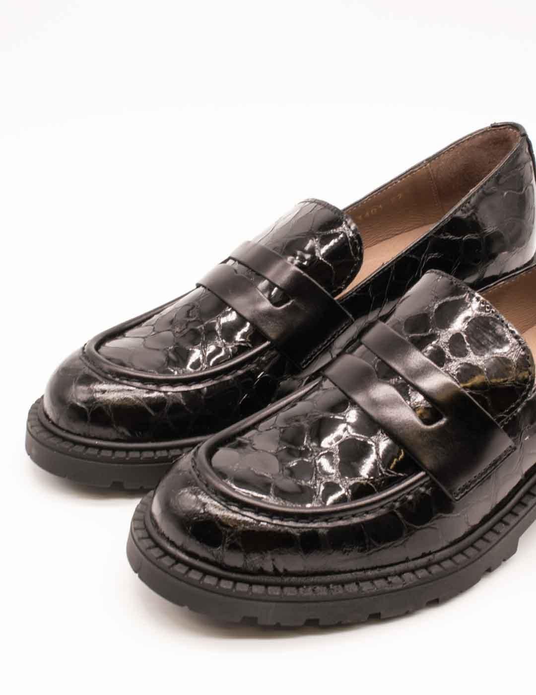 Zapato Wonders D-1401 Tartaruga Oregon Negro de Mujer