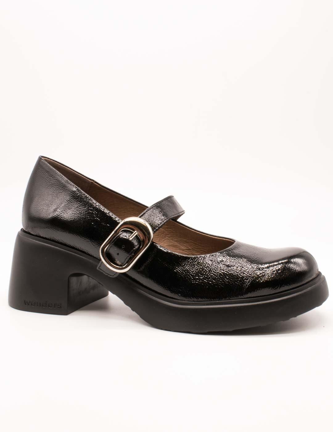 Zapato Wonders E-7122 Lack Negro de Mujer