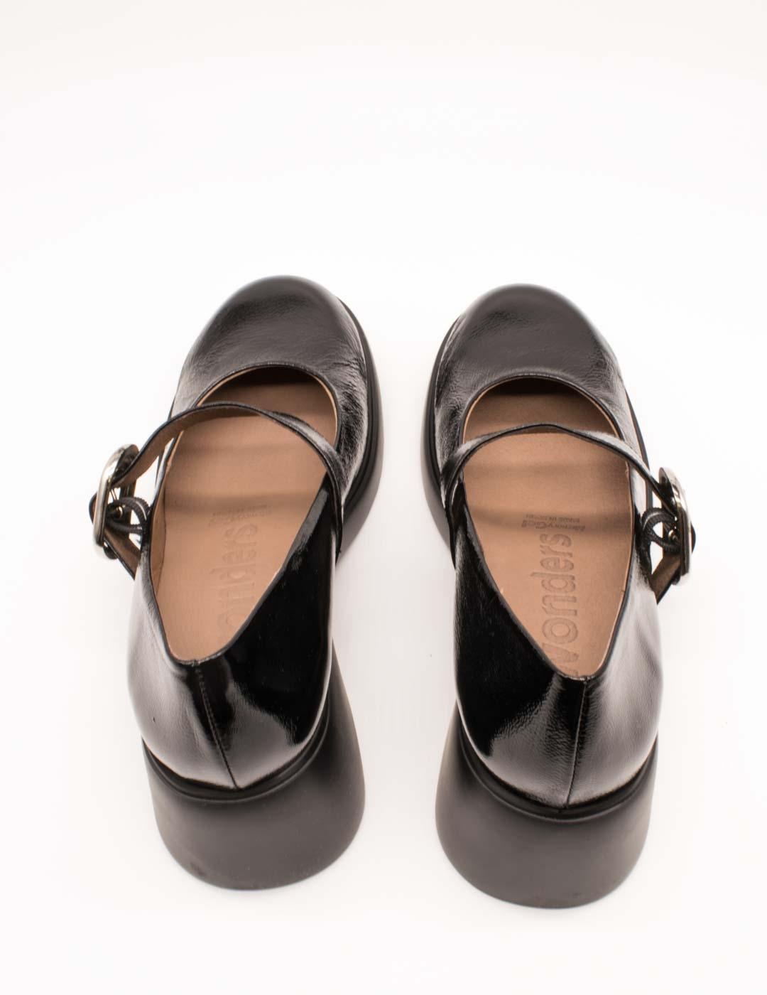 Zapato Wonders E-7122 Lack Negro de Mujer