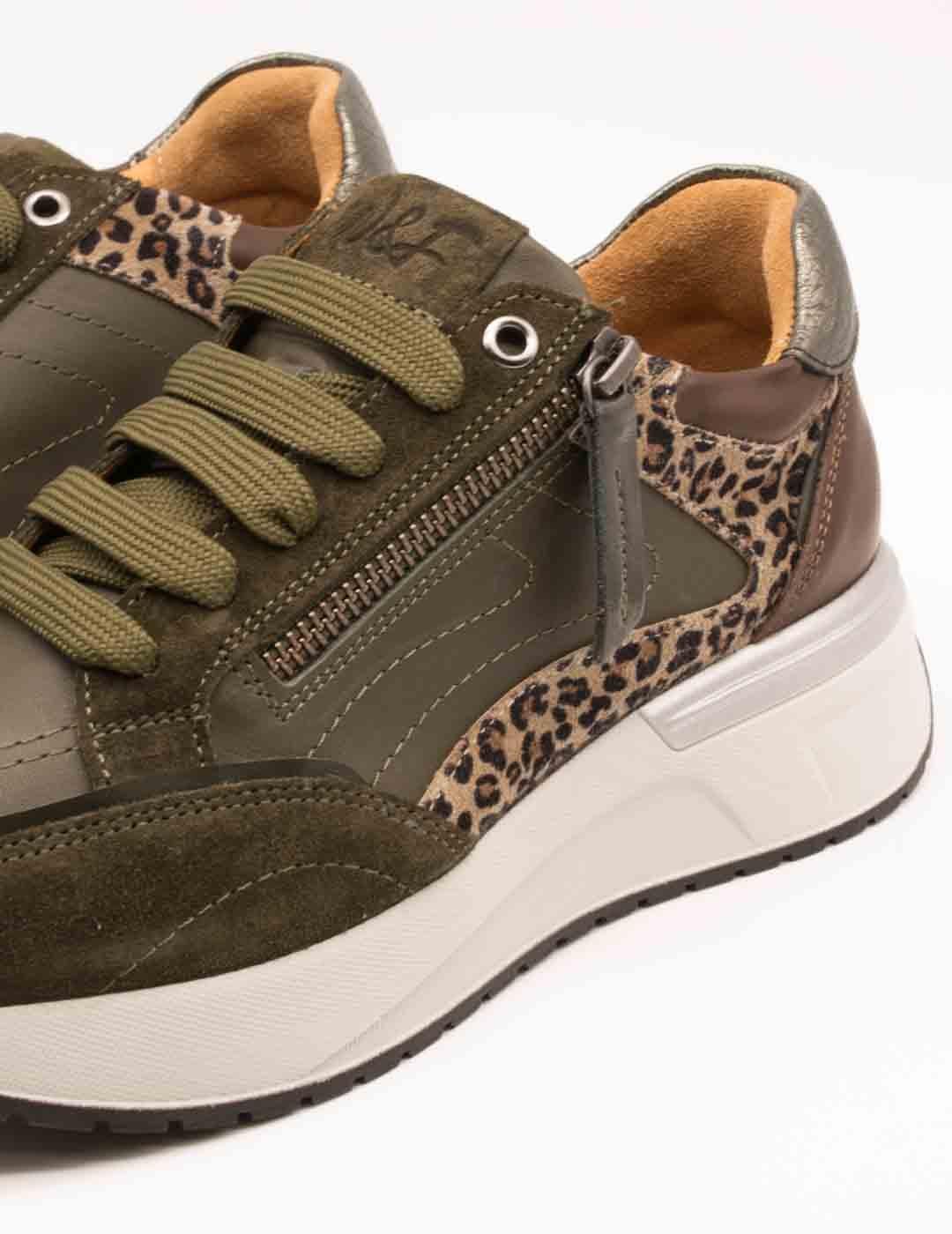 Deportivo 23623-A-8F CP BR Nappa Kaki de Mujer