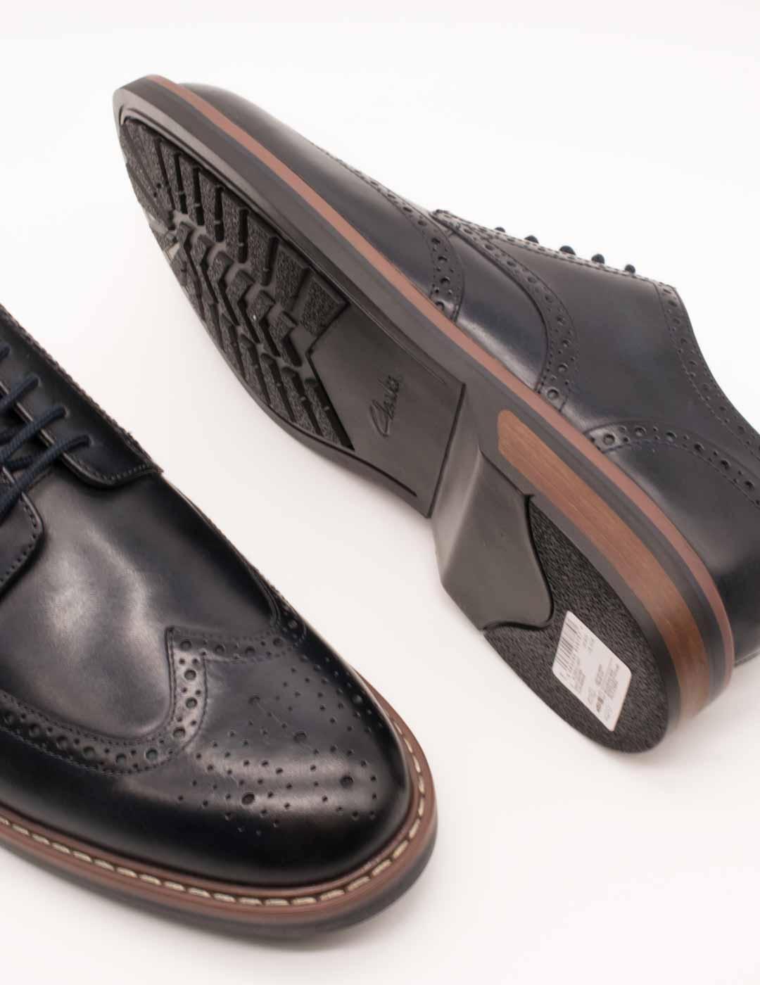 Zapato Clarks 26178471 Aldwin Limit Navy Leather de Hombre