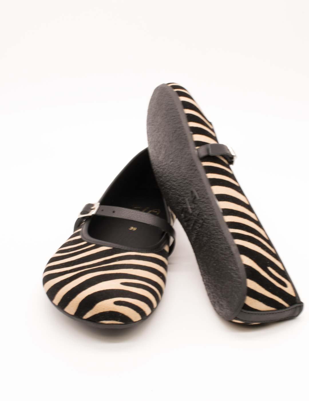 Bailarina 80013-6-S2 cebra velour arena de Mujer