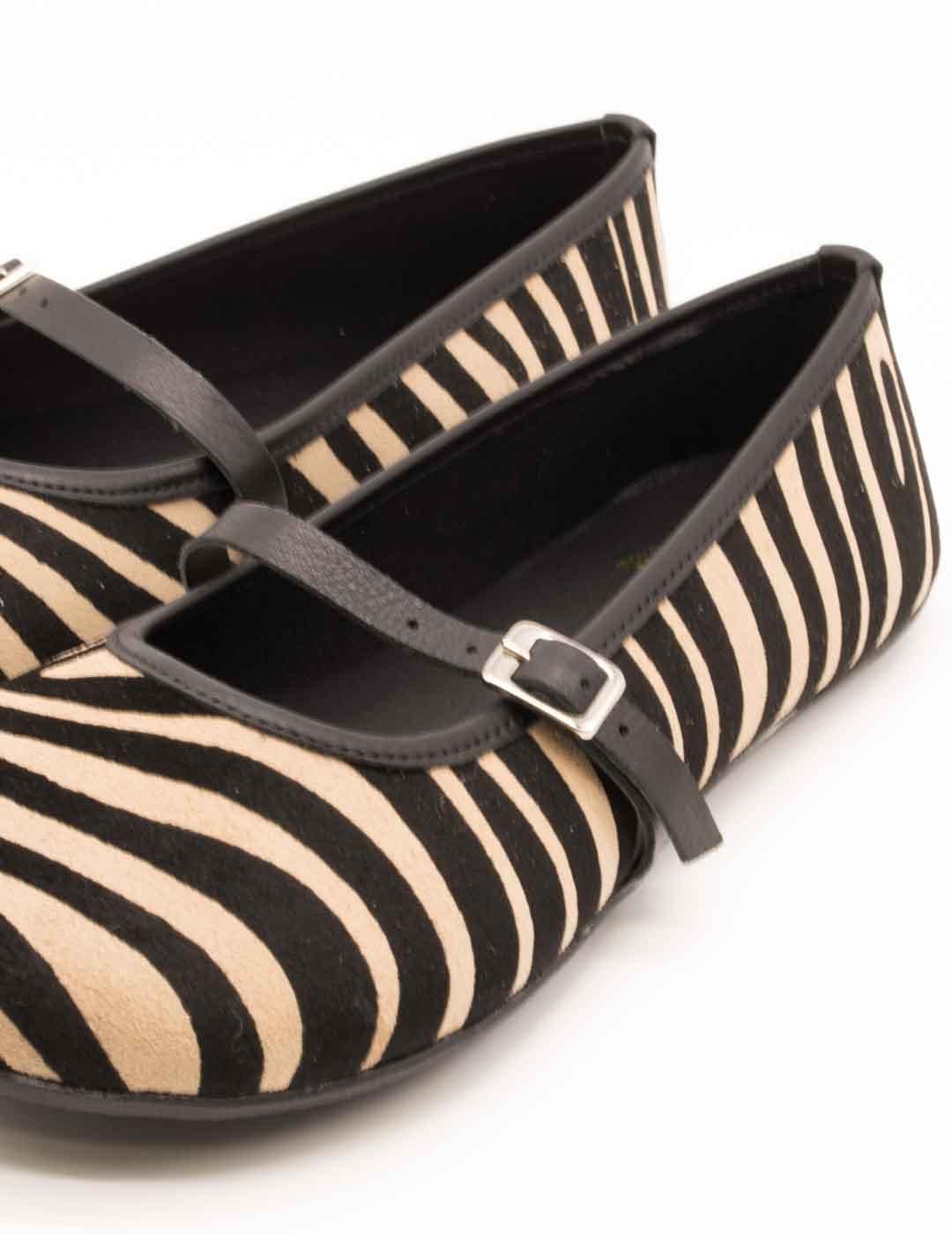 Bailarina 80013-6-S2 cebra velour arena de Mujer