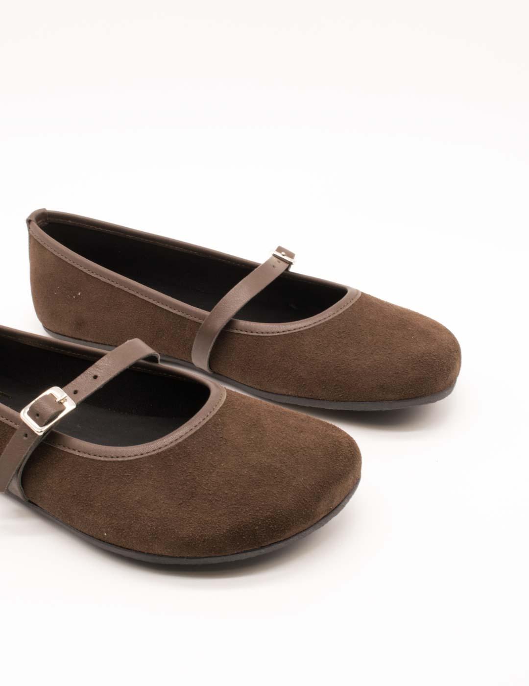 Bailarina 80013-6-S2 ante-calf marrón de Mujer