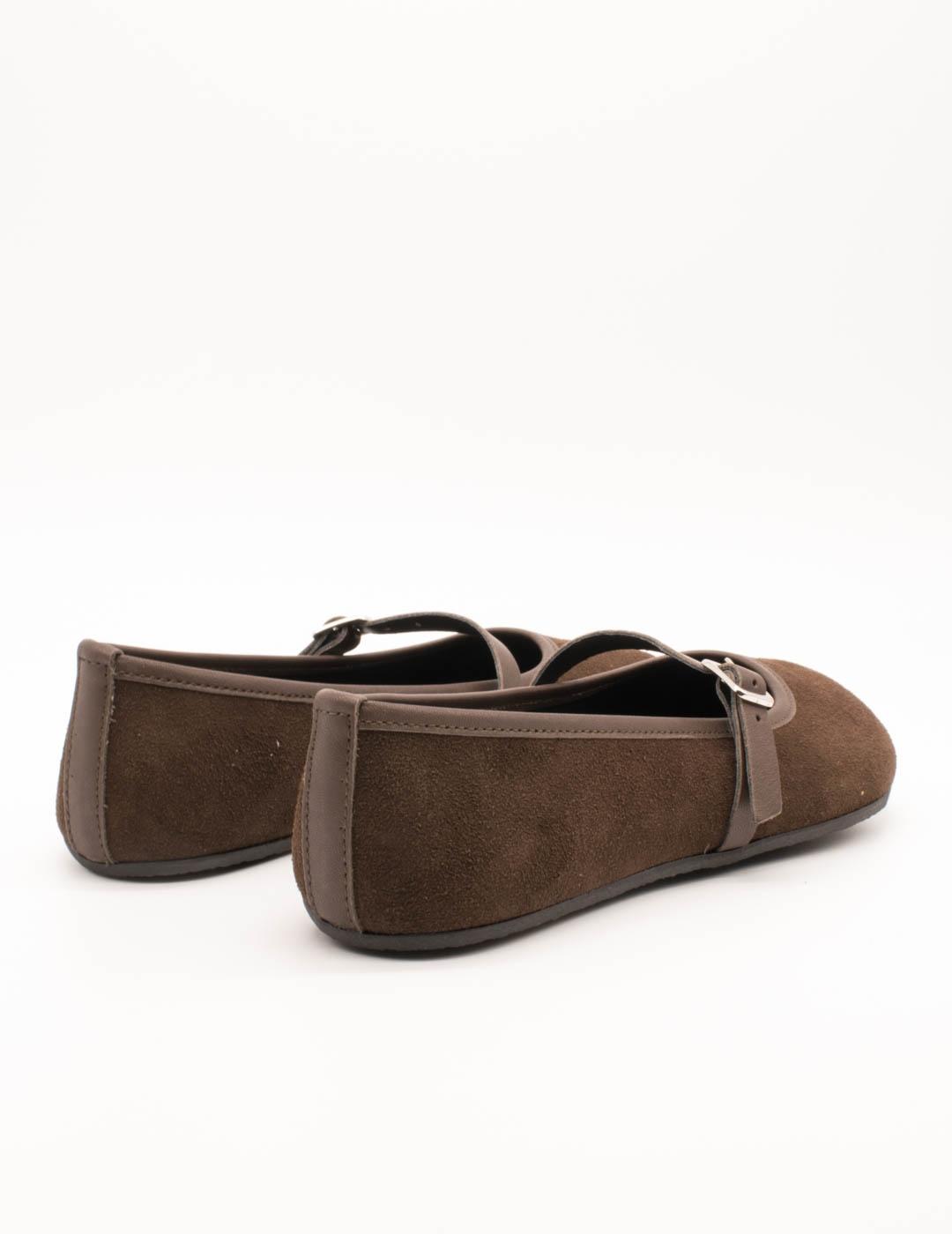 Bailarina 80013-6-S2 ante-calf marrón de Mujer