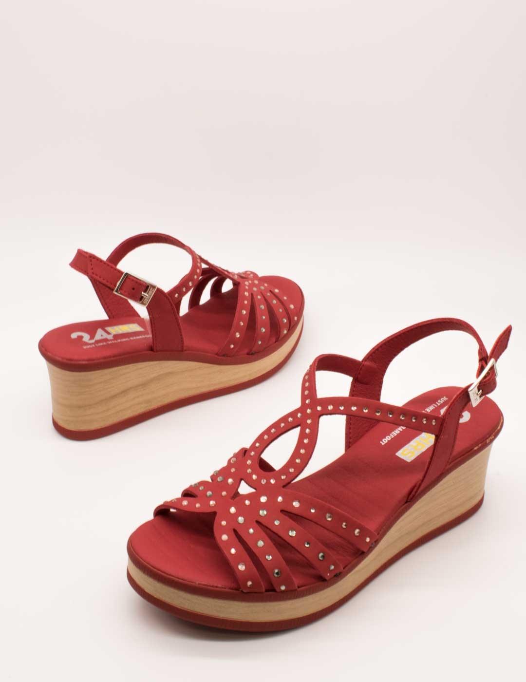 Sandalias rojas mujer 24 horas.